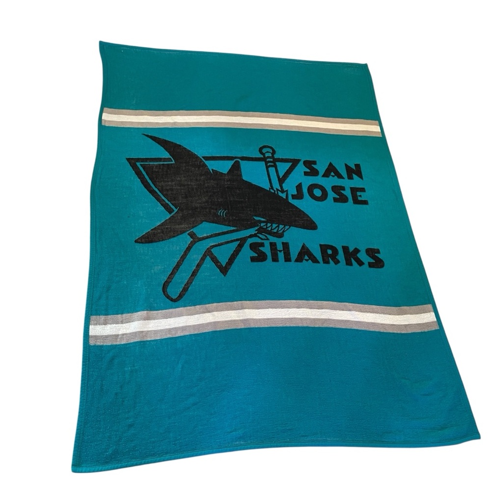 Vintage Biederlack San Jose Sharks NHL Hockey Fan Soft Warm Cozy Acrylic Blanket